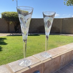 2 Waterford Crystal Toasting Flutes 100th Anniversary Times Square 2010 Courage