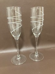 Swirl Etched Champagne Flutes 8.75″ Tall Pair
