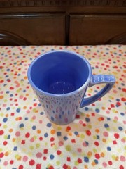 Homer Laughlin Riviera Handled Tumbler Mauve Blue Excellent