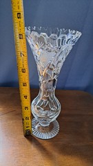 American Brilliant Style Whirling Star Pedestal Lead Crystal Vase Pinwheel Bud