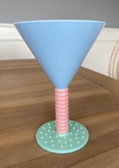 Memphis Design Martini Glasses Plastic Outdoor – Art Deco Style Pastel Set of 4
