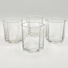 Vintage Dansk Summerhouse Pattern 10 oz Octagon Flat Tumblers Set of 4 Clear