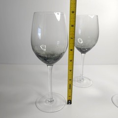 Set of 3 Pier 1 Smoke Crackle White Wine Glasses Elegant Clear Drink Stemware