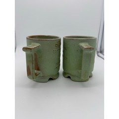Frankoma Pottery Prairie Green Coffee Mug Diamond Jubilee 75th Aniv Oklahoma TWO