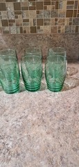 Vintage Libbey Spanish Green Optic Swirl Juice Glass Set Of 8