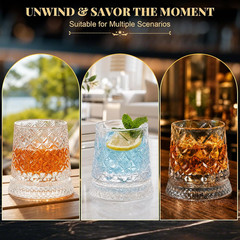 Spinning Whiskey Glass Set, Crystal Tumblers, 2 Piece, Lead-Free, Durable, Gift
