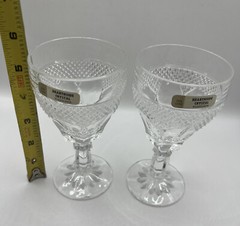 SET of 2 HEARTHSIDE 24% LEAD CRYSTAL WINE GOBLETS YUGOSLAVIA