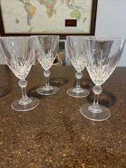 Vintage Royal Crystal Rock Linea Gala Water/Wine Goblets Glasses (4) Nice!