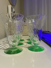 Vintage CONE SHAPED GREEN/URANIUM OPTIC FOOTED GLASS
