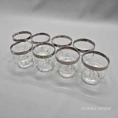 Vintage Set Of 8 Glass Sherbet Dessert Cup 2.75″ Tall, Monogrammed Letter M