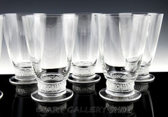 Lalique France PHALSBOURG OR RIQUEWIHR 5-1/4″ FLAT TUMBLERS GLASSES Set 7 Mint