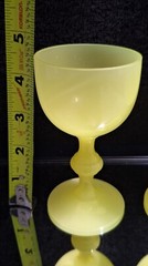 Portieux Vallerysthal Set of 2 Cordial Glasses, Yellow Opaline Vaseline/Uranium