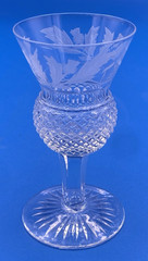 Two Edinburgh Scotland Crystal Thistle Cordial Glasses Signed