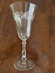 Crystal Stemware by Reizart (Pattern is Doria) Cut Plant Design, 7 pieces total