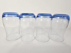 4 Denby Aurora Blue Water Tea Glasses Tumblers 5.25″ Tall Poland