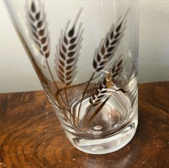 Vintage MCM Set Of 3 Homer Laughlin 22k Golden Wheat Pattern 12 oz Glasses 5.5in