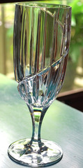 Vtg Cut Crystal ‘UPTOWN’ Swirl Cut ICED TEA GOBLET GLASS 14 oz Pristine 8 3/8″