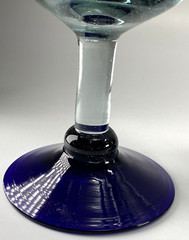 Pretty 16oz Hand Blown Wine Glasses Blue Rimmed and Footed 7 3/4″ Tall