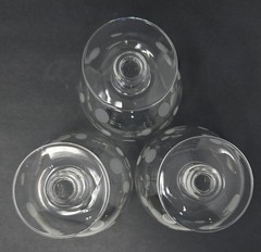 6 Vintage Etched Crystal Frosted Dot Polka-Dot Brandy Sniffer Whiskey Glasses