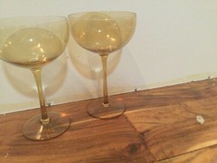 Champagne Glasses honey amber Set of 2 TALL coupe martini champini