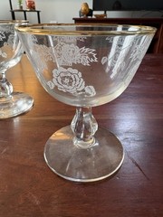 Homer Laughlin Vintage Queen Esther Gold Rimmed Sherbet Glasses Set Of 2