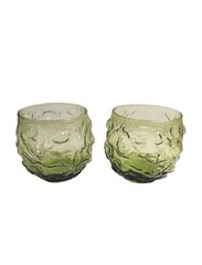 Anchor Hocking Roly Poly On The Rocks Two Glasses Lido Milano In Avocado Green