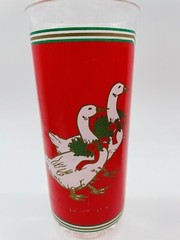 Vintage Culver Plastic Highball Glasses Goose Red Christmas Holiday Ducks Set 6