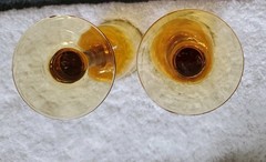 Vintage Set of 2 Handblown Amber Glass Wine Goblets 8.5″ MCM 12 Ounce EUC