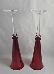 Vintage LENOX Crystal Holiday Gems Ruby Red Set 2 Flutes 11″ NOS