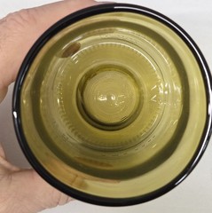 Upcycled Handmade 4 pc Green Tumblers Drinking Glasses Made From Wine Bottles
