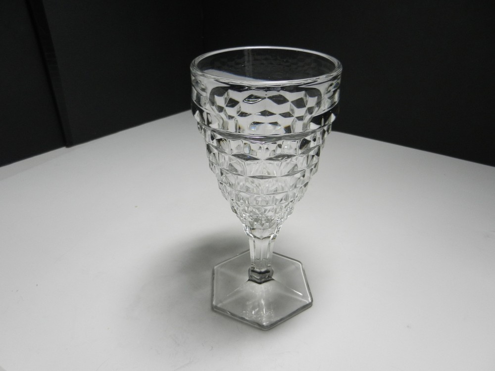 Fostoria American Water Goblet Clear #2056 6 7/8″ T ca 1915-1982
