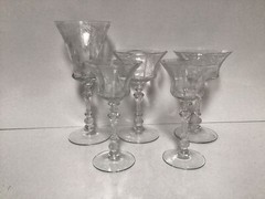 Vintage Hand Blown Water Goblets Rose Point Clear, Goblets For Adults Set of 5
