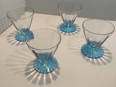 4 Rare Antique/Vintage C1925-27 Fostoria 5082 Electric Blue Parfait Panel Glass
