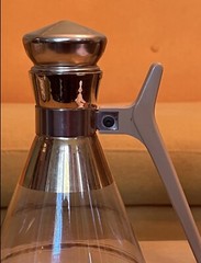 Vtg Mid Century MCM Atomic Inland Glass Coffee Carafe Copper 1950’s Modern Gold