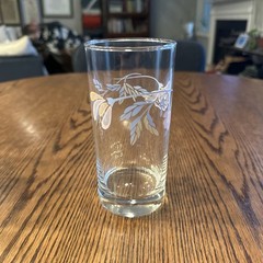 Clear Tumblers Pastel Floral Vine Pattern Drinking Glasses Vintage Set Of 4