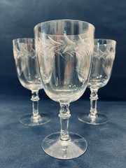 «Lot of 3″ Vintage Fostoria Crystal Holly 6.25» Tall Water Goblet