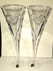 NWT LOT OF 2 WATERFORD CRYSTAL HEART WISHES LOVE ROMANCE 11″ TOASTING FLUTE SET