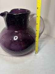 Artland Iris Plum Purple Bubble Glass Water Pitcher Hand Blown RARE