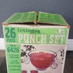 26 piece Lexington Punch Set 1960-1970-Machine made pressed crystal glass