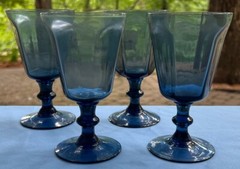 Set of FOUR Lenox Antique Dark Blue Wine Goblets Mint!