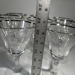Fostoria Bridal Belle Ring Wine Water Goblet Platinum Trim 6.25″ Set of 8