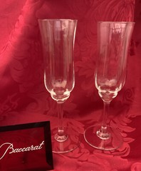 FLAWLESS Stunning BACCARAT France Pair CAPRI OPTIC Crystal CHAMPAGNE FLUTES WINE