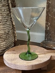 Libbey Clear Martini Glass with Green Twisted Stem – Contemporary Style, 7″ Tall