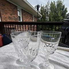 Clear Cut Glass Goblets Set of 3 Stemmed Goblet Glasses, Three-Piece Set
