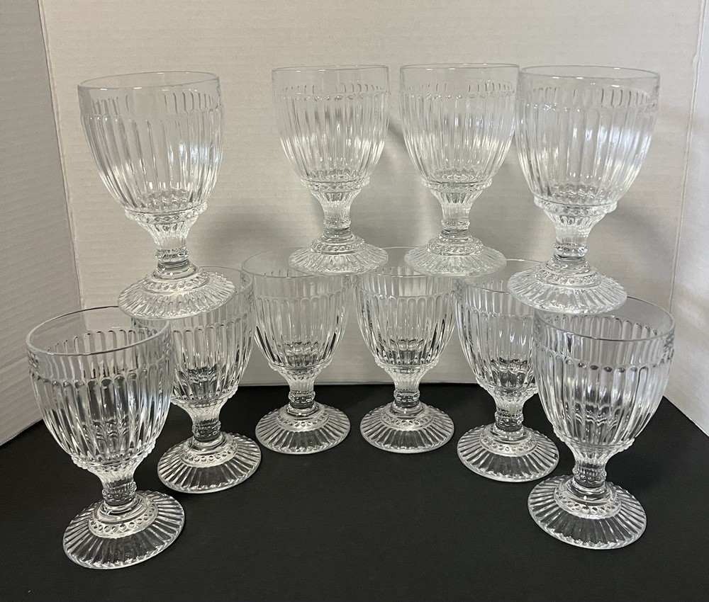 10 Vintage Stiver of Italy Water Wine Glass Goblets Smith & Hawkins Ribbed 5.5”H