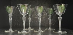 Vintage Set 6 Clear Glass Dartmuth College Martini Cocktail Glasses