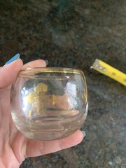 Vtg Gold Four Leaf Clover Glass Old Fashioned MCM Gold Rim Candle St Patrick