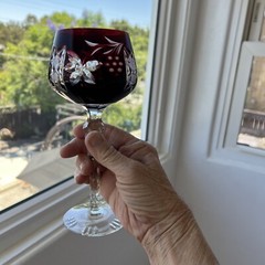LAUSITZER GLAS 4 8.25 AJKA MARSALA Cut Crystal Handcut Mouthblown Goblets