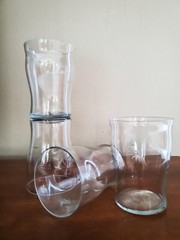 Flower Cut Clear 9 Oz Flat Tumbler Glass Set of 4