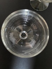 Set of 2 Clipper Sailing Ship Etched Cut Clear Glass Brandy Snifters 6 oz 4.5”